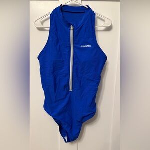 Blue Zip-Up Swimsuit